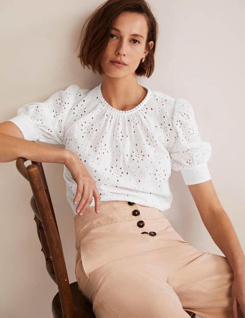 Broderie Cut-Out Detail Top - White