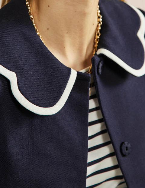 Scallop Collared Jacket - Navy