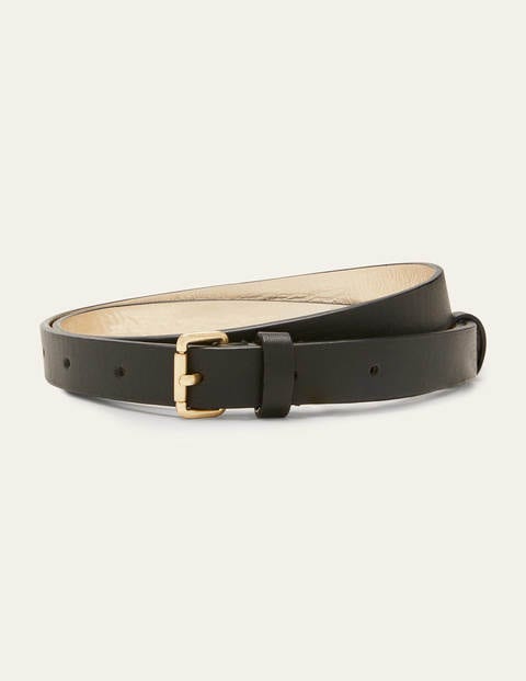Black Skinny stretch gold buckle belt