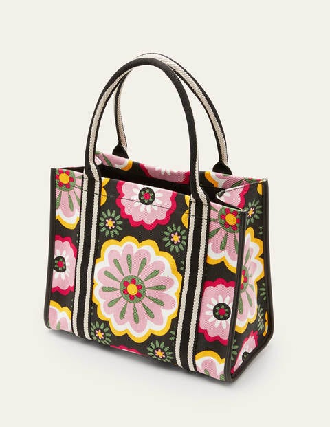 Structured Canvas Tote Bag - Black, Opulent Daisy Structured Canvas Tote Bag - Black, Opulent Daisy