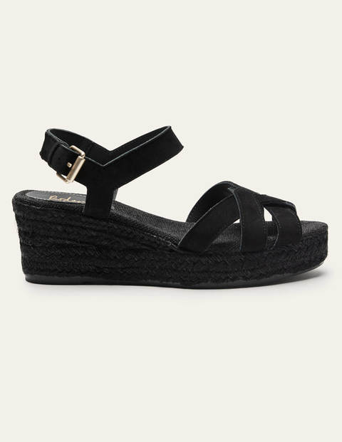 Geometrische Espadrilles mit Keilabsatz - Schwarz Geometrische Espadrilles mit Keilabsatz - Schwarz