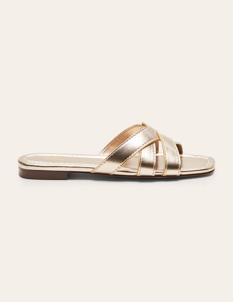 Geometrische flache Slipper - Blassgold-Metallic Geometrische flache Slipper - Blassgold-Metallic