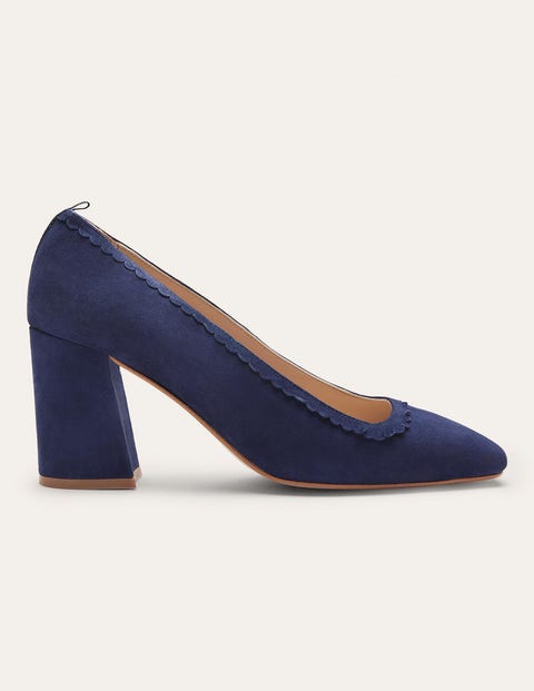 Scalloped Detail Court Heels - Navy Scalloped Detail Court Heels - Navy