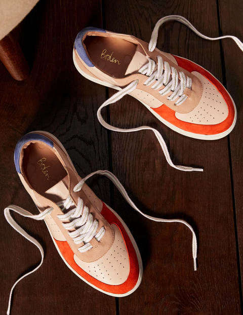 Lace Up Leather Sneakers - Firecracker