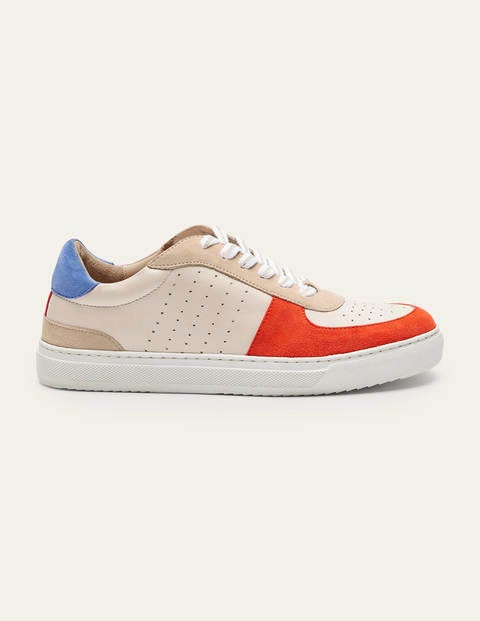 Lace Up Leather Trainers - Firecracker