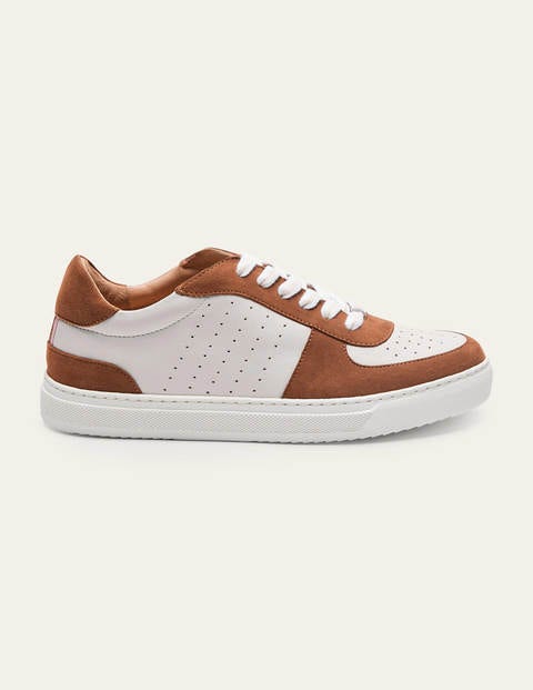Lace Up Leather Trainers - Tan