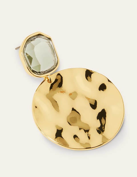 Jewel Hammered Disk Earrings - English Ivy/Gold Metallic Jewel Hammered Disk Earrings - English Ivy/Gold Metallic