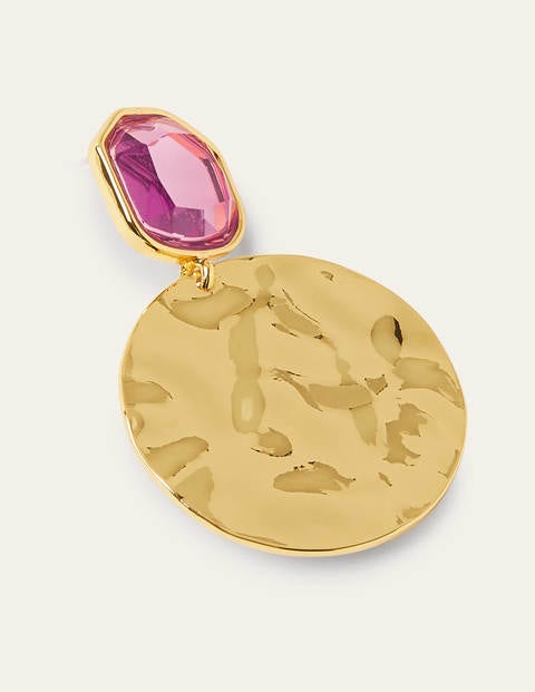 Jewel Hammered Disk Earrings - Formica Pink/Gold Metallic