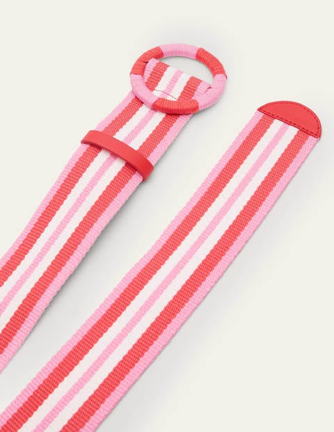 Webbing Detail Waist Belt - Red Stripe