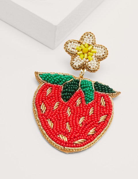 Beaded Earrings - Strawberries