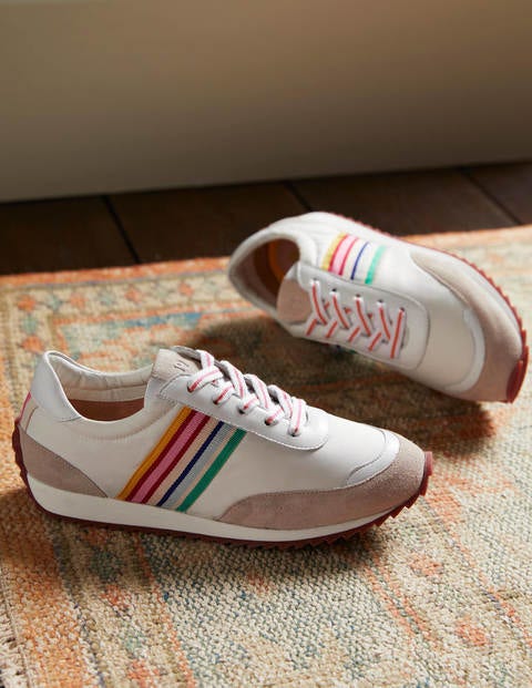 Striped Runner Sneakers - White, Multi Stripe