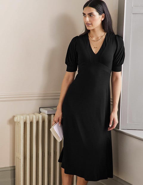 Eva Jersey Midi Dress - Black