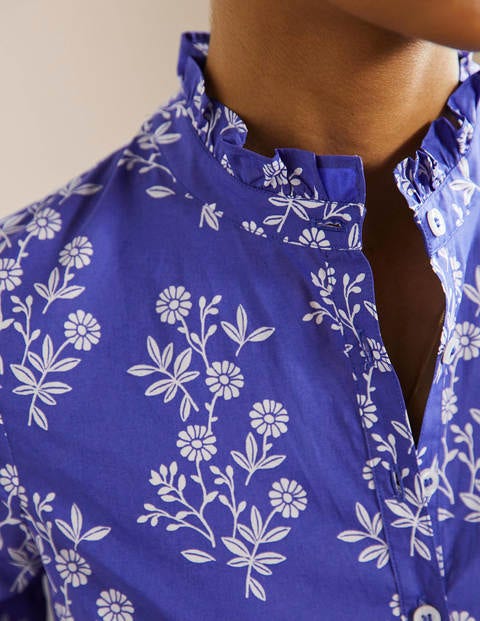 Robe-chemise longue à volants - Océan Atlantique, motif Leafy Cluster