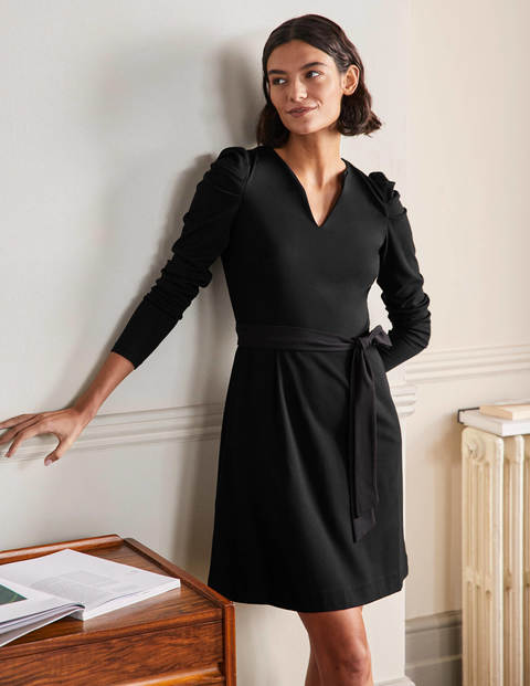 Puff Sleeve Jersey Dress - Black Puff Sleeve Jersey Dress - Black