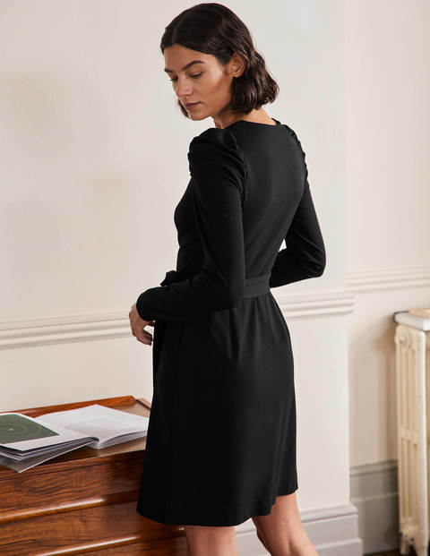 Puff Sleeve Jersey Dress - Black Puff Sleeve Jersey Dress - Black