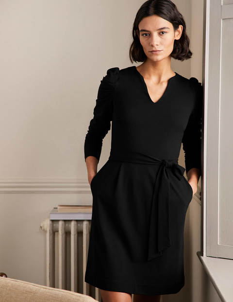 Puff Sleeve Jersey Dress - Black Puff Sleeve Jersey Dress - Black
