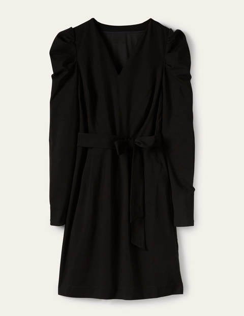 Puff Sleeve Jersey Dress - Black Puff Sleeve Jersey Dress - Black