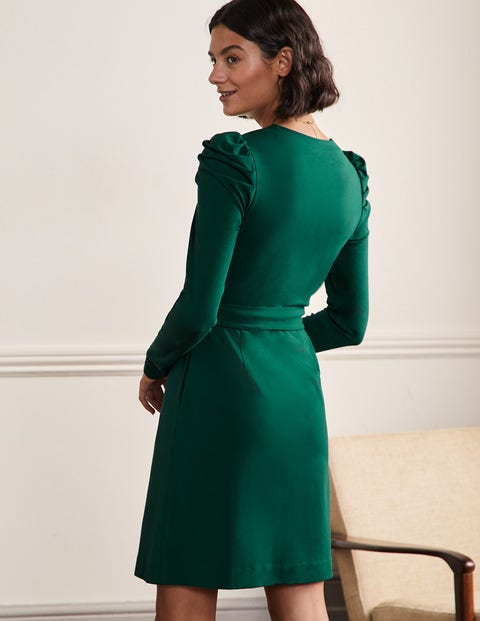 Puff Sleeve Jersey Dress - Deep Forest Puff Sleeve Jersey Dress - Deep Forest