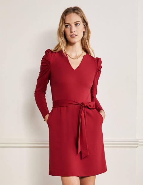 Puff Sleeve Jersey Dress - Winter Berry Puff Sleeve Jersey Dress - Winter Berry
