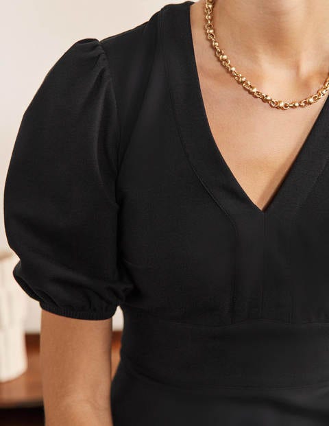 V-Neck Jersey Midi Dress - Black V-Neck Jersey Midi Dress - Black