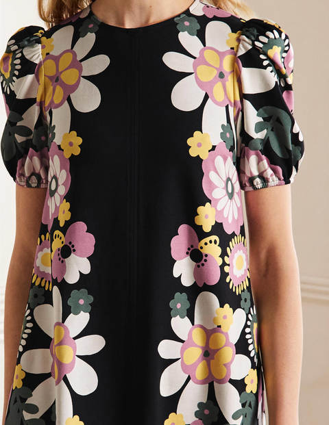 Seam Detail Jersey Shift Dress - Black Flora Bloom Seam Detail Jersey Shift Dress - Black Flora Bloom