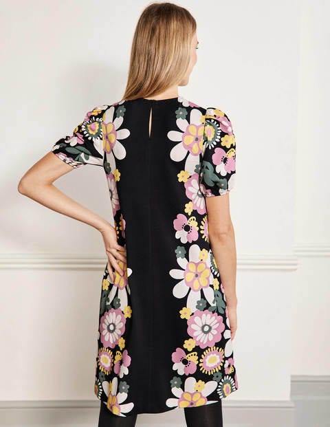 Seam Detail Jersey Shift Dress - Black Flora Bloom Seam Detail Jersey Shift Dress - Black Flora Bloom