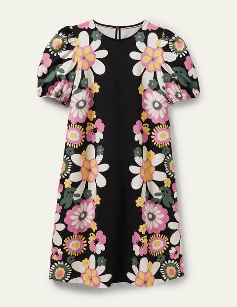 Seam Detail Jersey Shift Dress - Black Flora Bloom Seam Detail Jersey Shift Dress - Black Flora Bloom