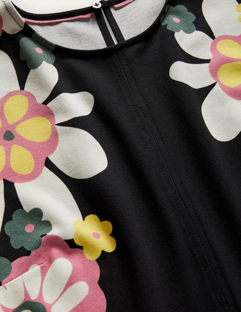 Seam Detail Jersey Shift Dress - Black Flora Bloom Seam Detail Jersey Shift Dress - Black Flora Bloom