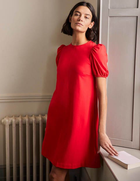Seam Detail Jersey Shift Dress - Red Seam Detail Jersey Shift Dress - Red