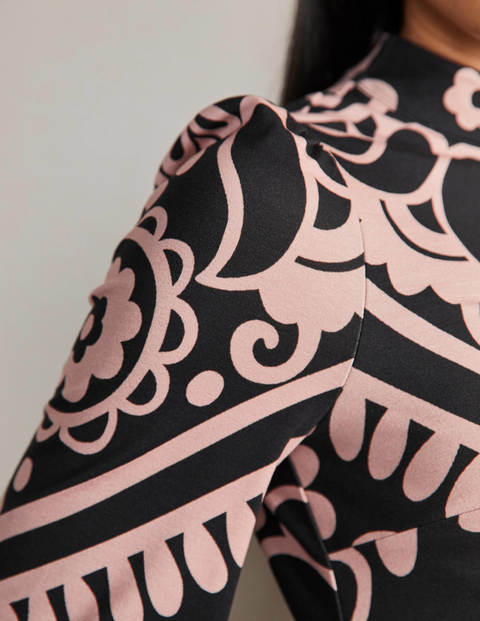 Robe midi en jersey - Noir, motif Floral Heart Robe midi en jersey - Noir, motif Floral Heart