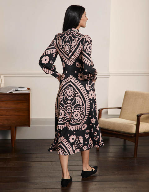 Robe midi en jersey - Noir, motif Floral Heart Robe midi en jersey - Noir, motif Floral Heart