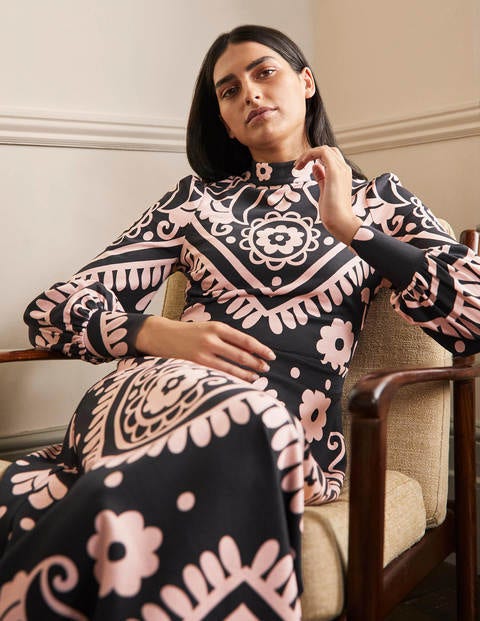 Robe midi en jersey - Noir, motif Floral Heart Robe midi en jersey - Noir, motif Floral Heart