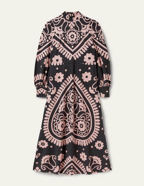 Robe midi en jersey - Noir, motif Floral Heart Robe midi en jersey - Noir, motif Floral Heart