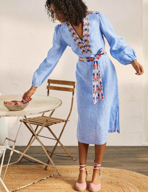 Embroidered Midi Kaftan - Chambray Embroidered Midi Kaftan - Chambray