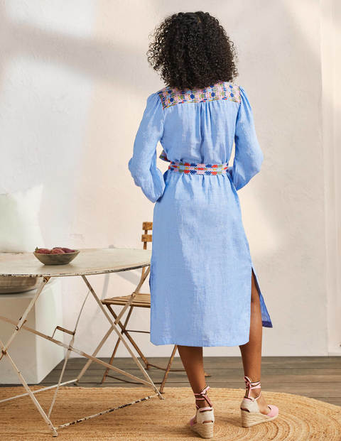 Embroidered Midi Kaftan - Chambray Embroidered Midi Kaftan - Chambray