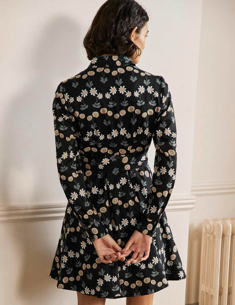 Kitty Hemdblusenkleid - Schwarz, Zarte Gänseblümchen Kitty Hemdblusenkleid - Schwarz, Zarte Gänseblümchen