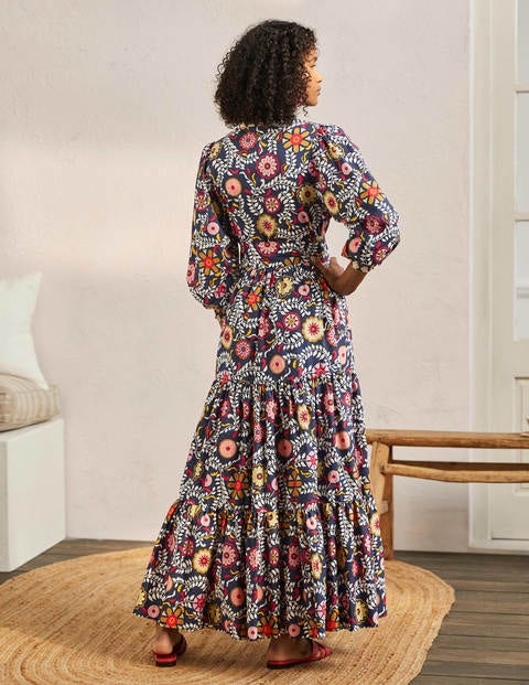 Ava Tiered Maxi Dress - French Navy, Opulent Garden Ava Tiered Maxi Dress - French Navy, Opulent Garden