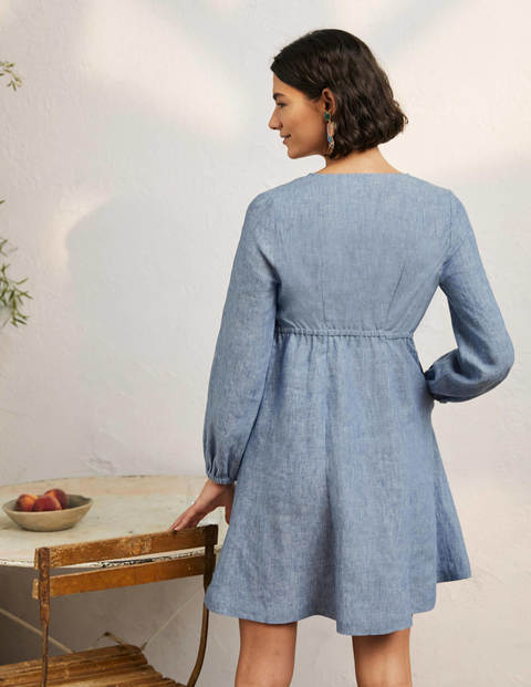 V-Neck Flippy Mini Dress - Chambray V-Neck Flippy Mini Dress - Chambray