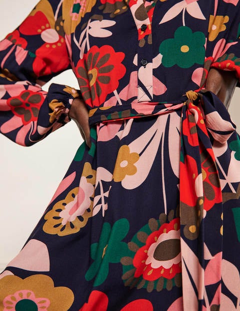 Blouson Sleeve Midi Dress - French Navy, Flora Bloom Blouson Sleeve Midi Dress - French Navy, Flora Bloom