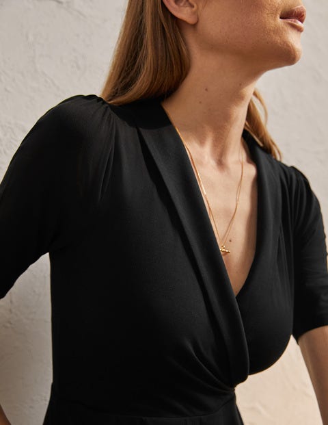 Fixed Wrap Jersey Dress - Black Fixed Wrap Jersey Dress - Black