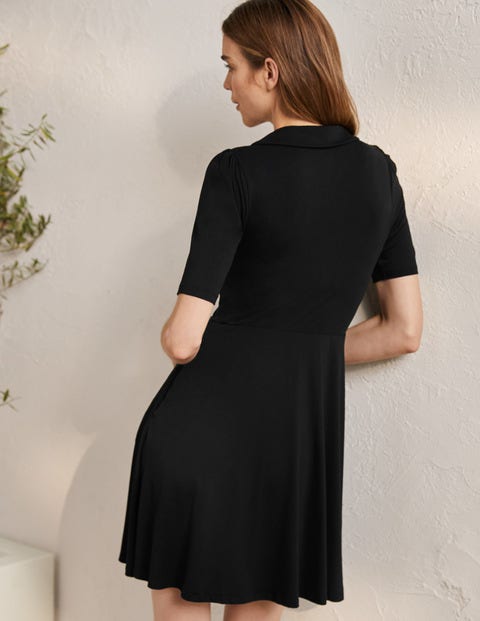 Fixed Wrap Jersey Dress - Black Fixed Wrap Jersey Dress - Black