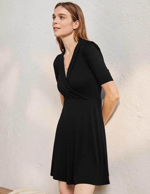 Fixed Wrap Jersey Dress - Black Fixed Wrap Jersey Dress - Black