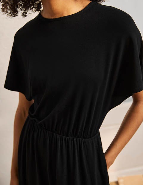 Jerseykleid mit Flatterärmeln - Schwarz