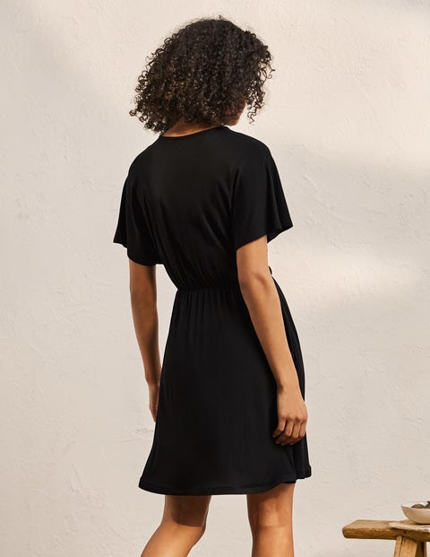 Flutter Sleeve Jersey Dress - Black Flutter Sleeve Jersey Dress - Black