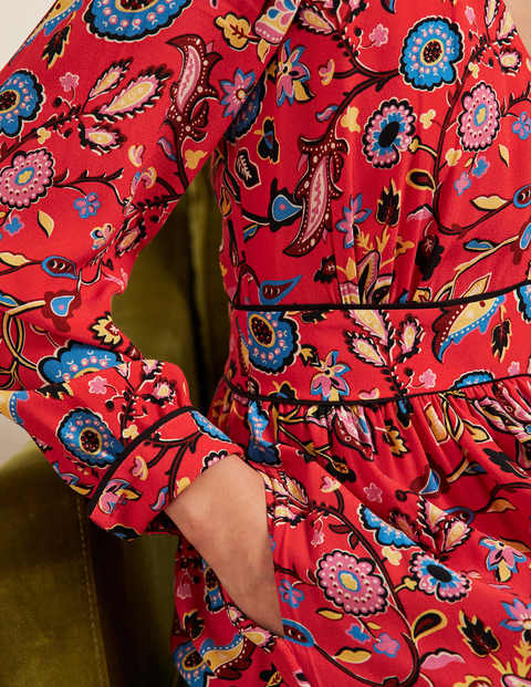 boden red dress with sleeves