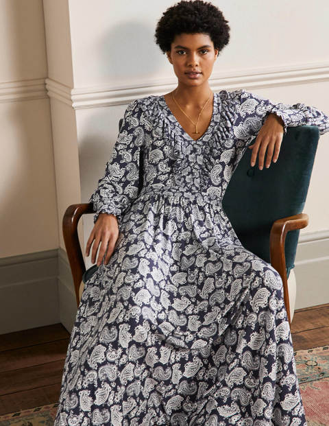 Ruffle Jersey Maxi Dress - French Navy 