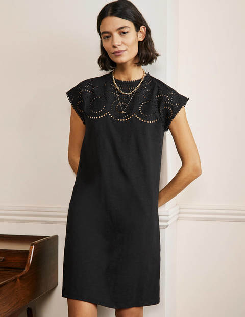 Cutwork Jersey T-shirt Dress - Black 