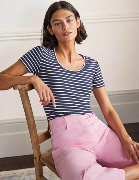 Essential Short Sleeve T-Shirt - Navy / Ivory Stripe Essential Short Sleeve T-Shirt - Navy / Ivory Stripe