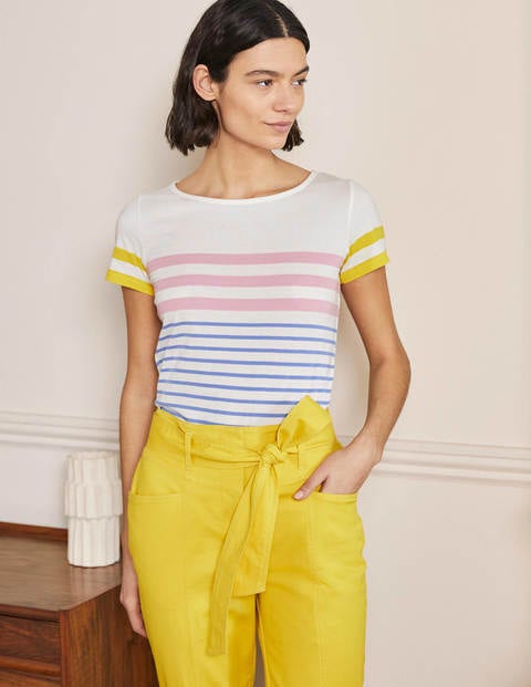 Short Sleeve Breton T-Shirt - Cameo Pink / Grape Stripe