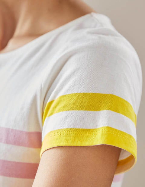 Short Sleeve Breton T-shirt - Cameo Pink / Grape Stripe
